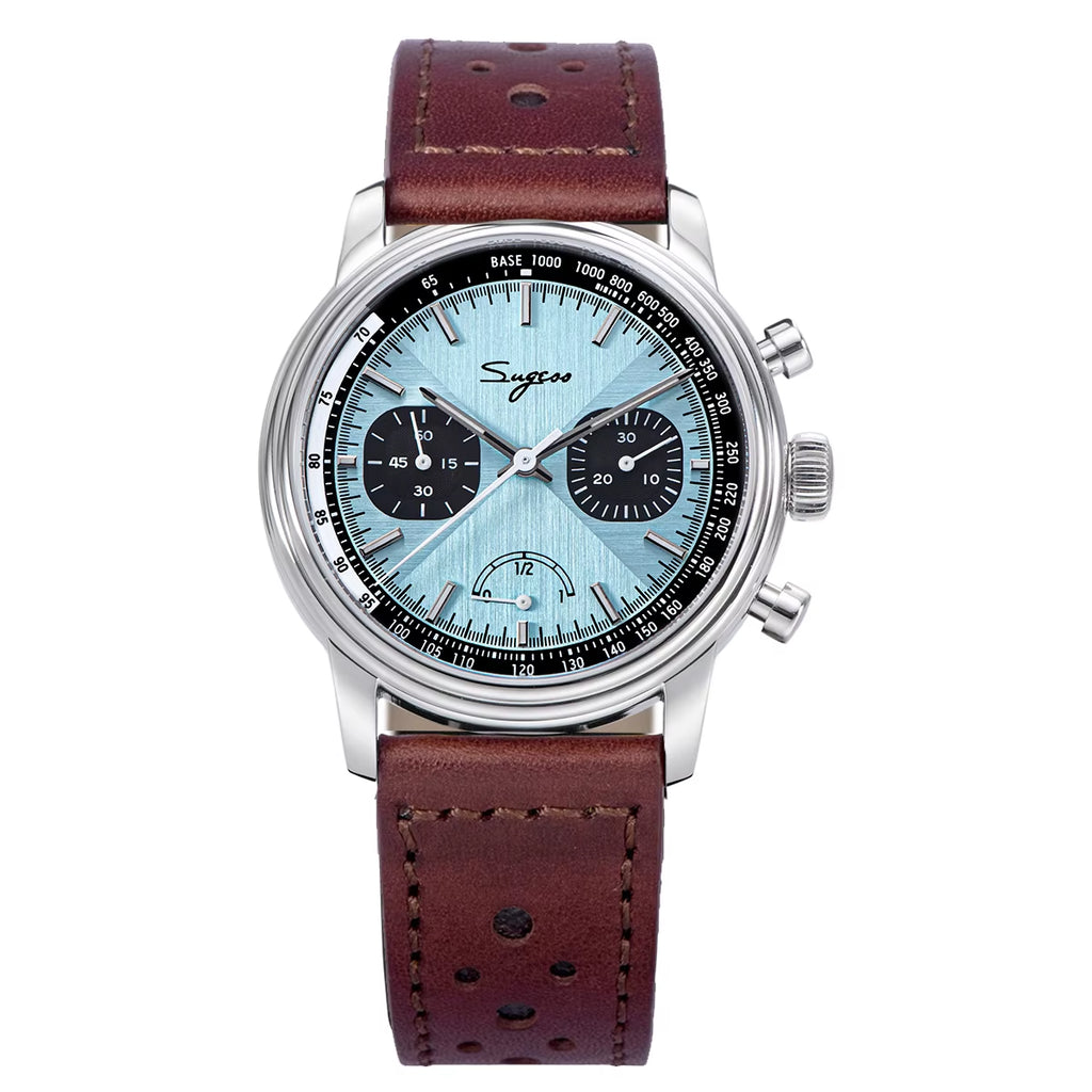 Watch of Men Pilot 1963 Wristwatches ST1906 Chronograph Handwind Movement Domed Sapphire Waterproof Powerreserve Lume V2
