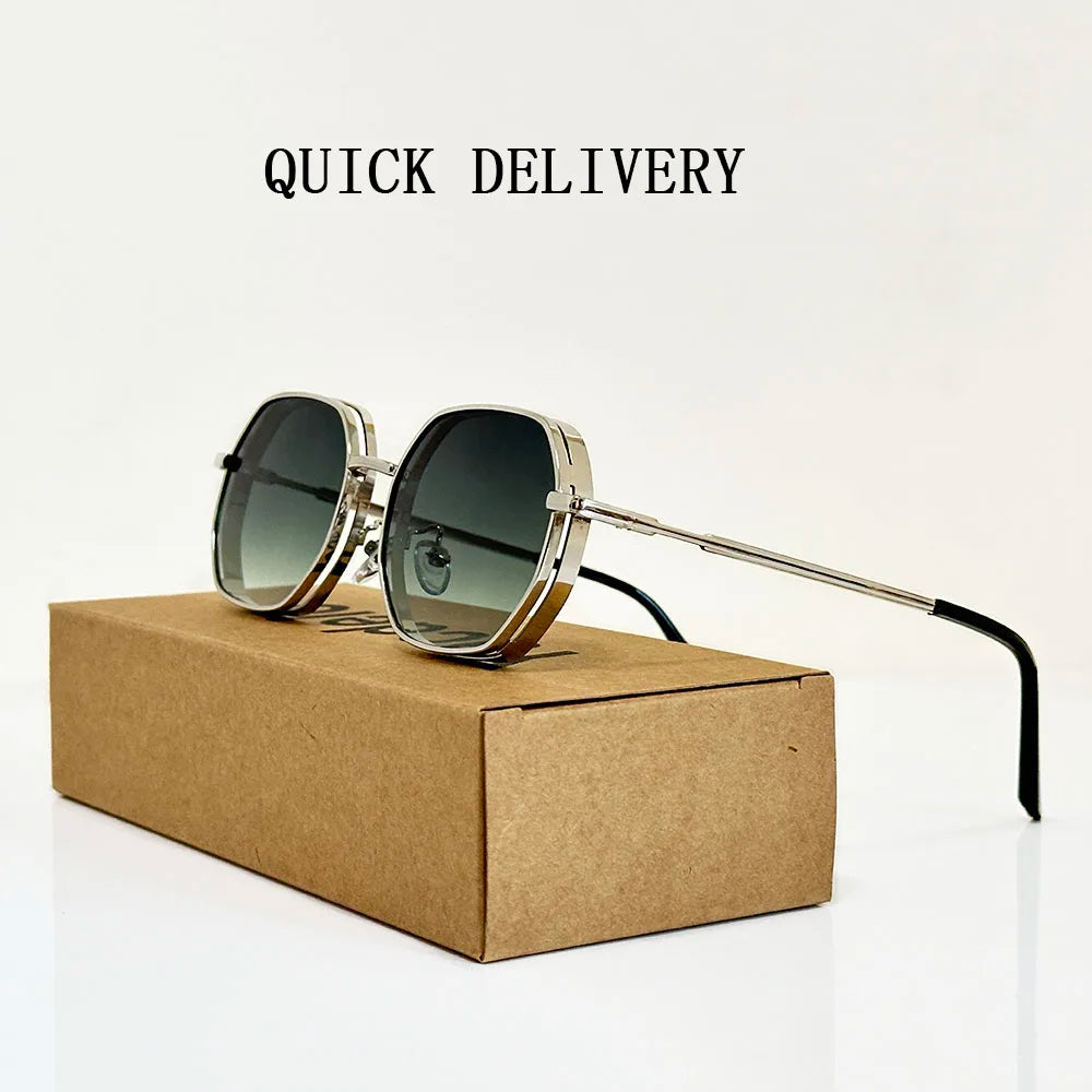 Square Sunglasses Women Trendy and Fashionable Vintage Steampunk Sunglasses Men Luxe Retro Fashion Glasses Lentes De Sol Mujer