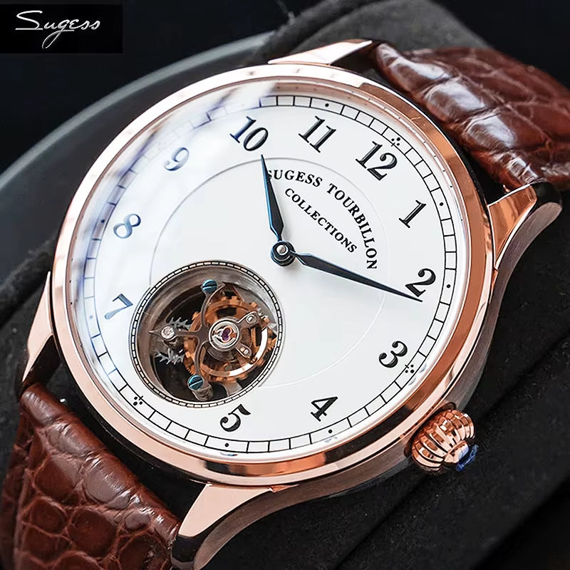 Genuine Tourbillon Business Men Watch Original ST8000 Movement Luxury Skeleton Mechanical Watches Sapphire Wristwatches