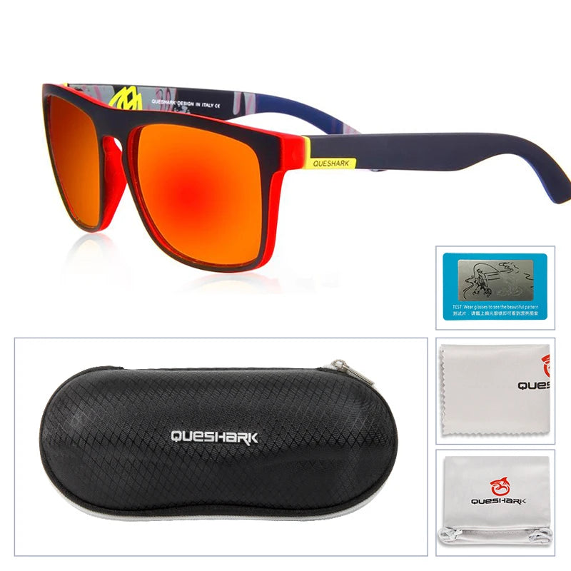 Queshark Colorful Cycling Sunglasses Polarized Road Bike Glasses Sports Hiking Riding Goggles Uv Protection Bicycle Eyewear
