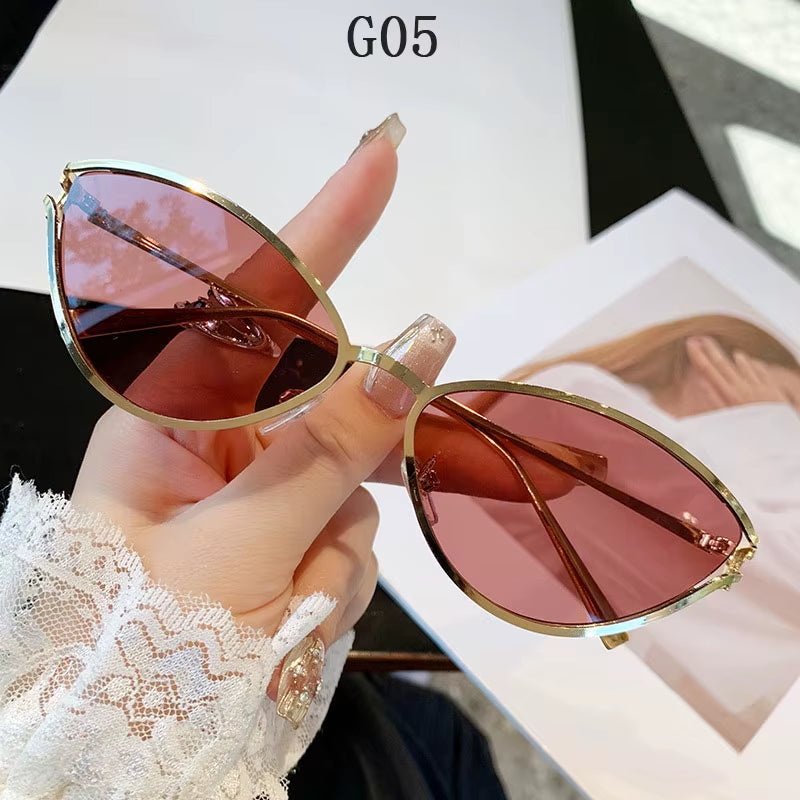 2024 Cat Eye Sunglasses Women Trendy Vintage Vacation Designer Luxury Glasses Lentes De Sol Mujer Lunette Soleil Femme Vasos