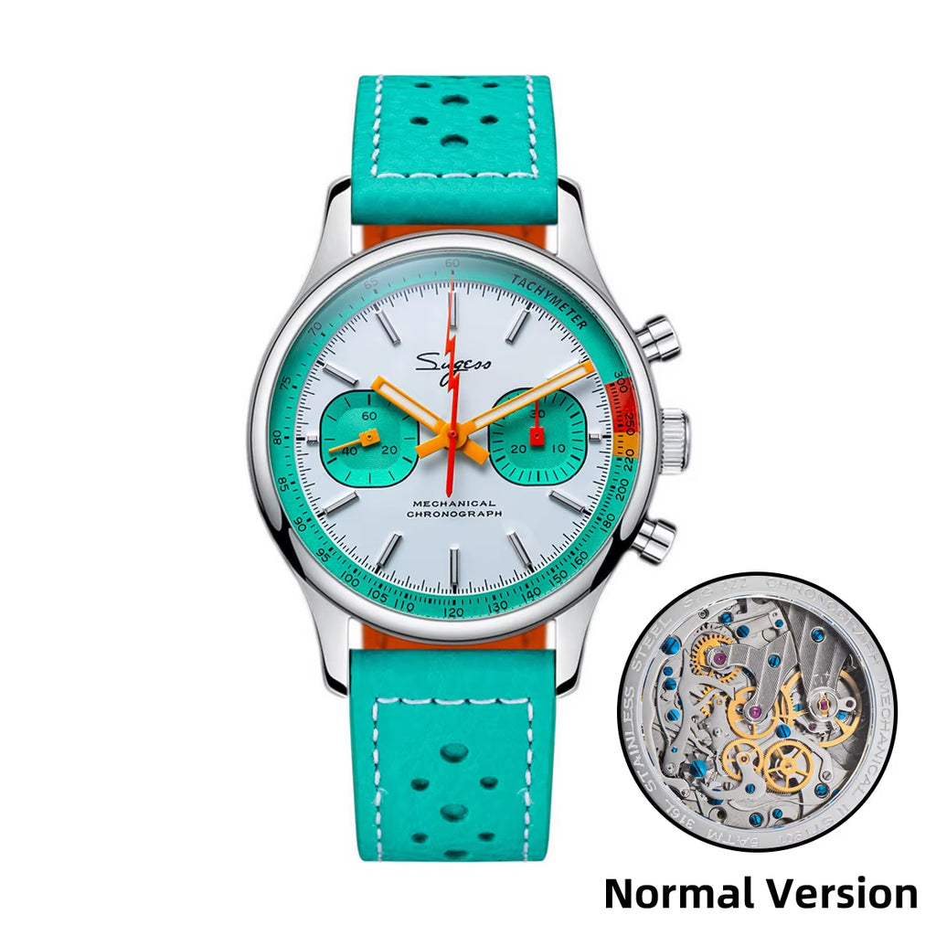 Chronograph Watch for Man ST19 Swanneck Movement Mechanical Wristwatches Sapphire Crystal Pilot Military Racing Clock New