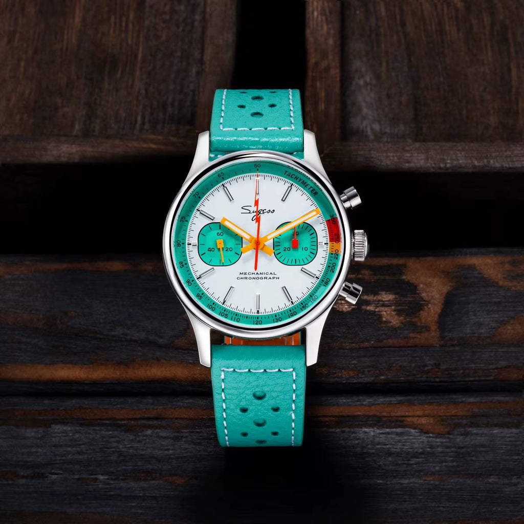 Chronograph Watch for Man ST19 Swanneck Movement Mechanical Wristwatches Sapphire Crystal Pilot Military Racing Clock New