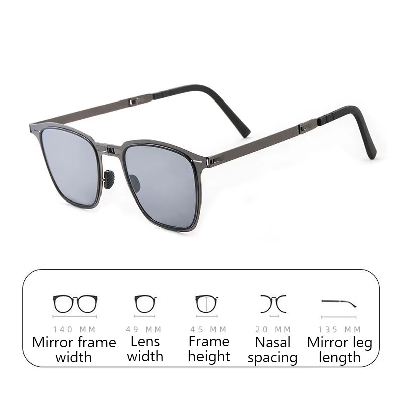 Portable Sunglasses New Ultra Light Stainless Steel Folding Sunglasses Fishing Polarized Retro Square Sunglasses HD Fashionable