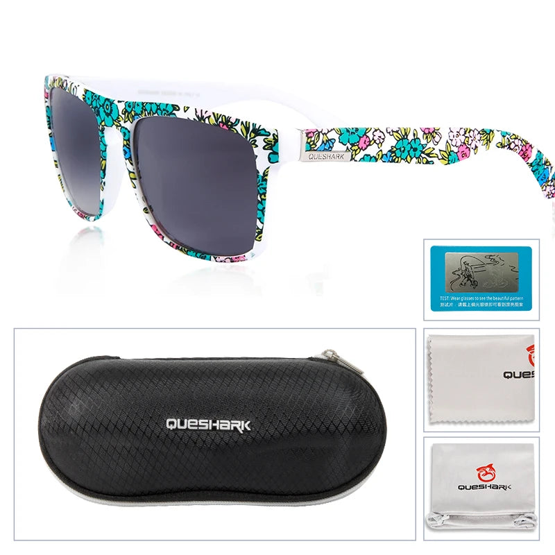 Queshark Colorful Cycling Sunglasses Polarized Road Bike Glasses Sports Hiking Riding Goggles Uv Protection Bicycle Eyewear