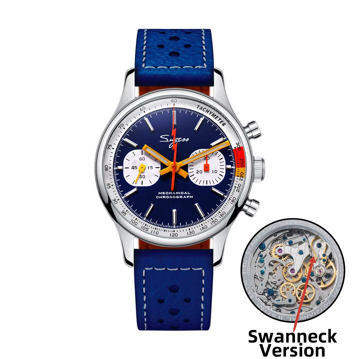 Chronograph Watch for Man ST19 Swanneck Movement Mechanical Wristwatches Sapphire Crystal Pilot Military Racing Clock New