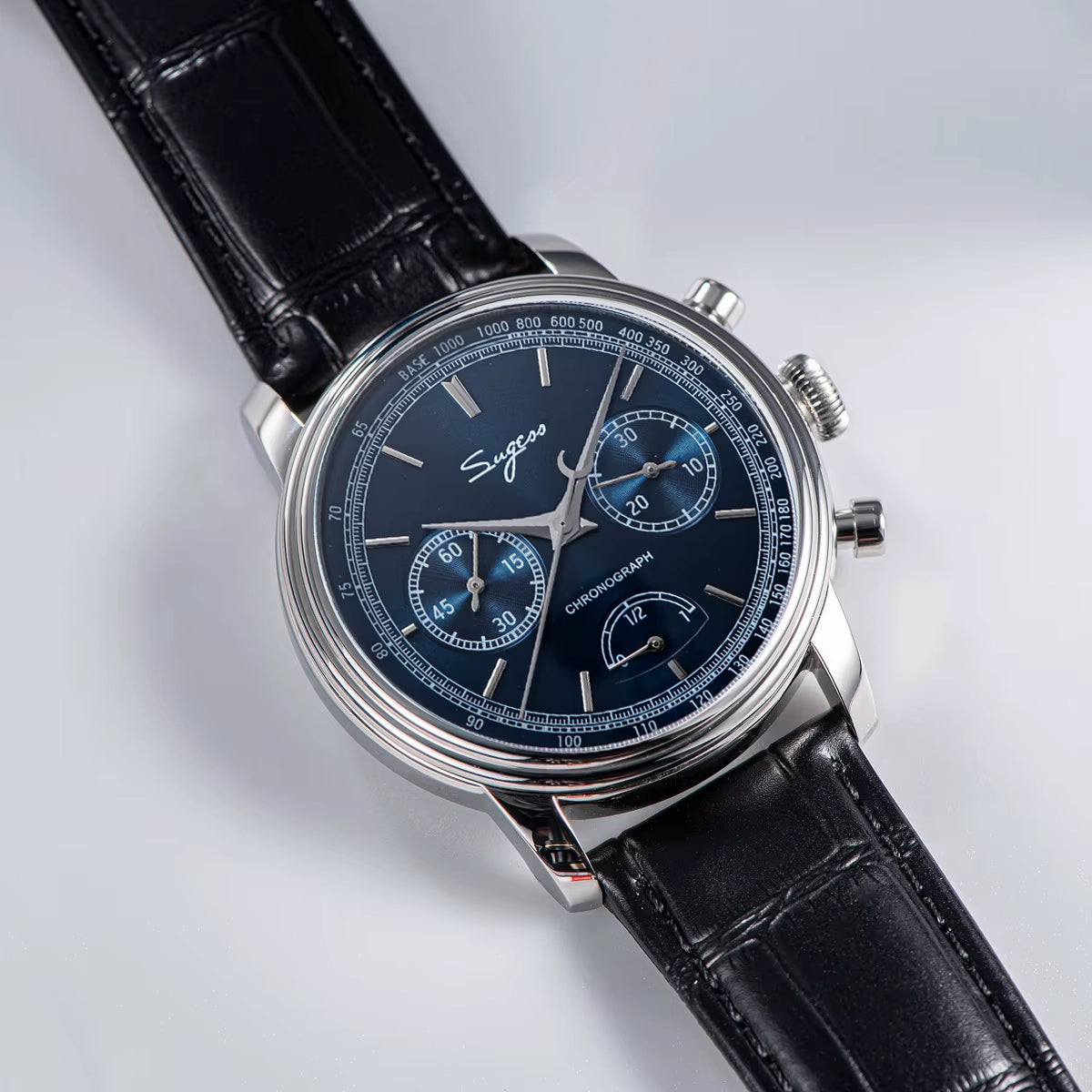 Watch of Men Pilot 1963 Wristwatches ST1906 Chronograph Handwind Movement Domed Sapphire Waterproof Powerreserve Lume V2