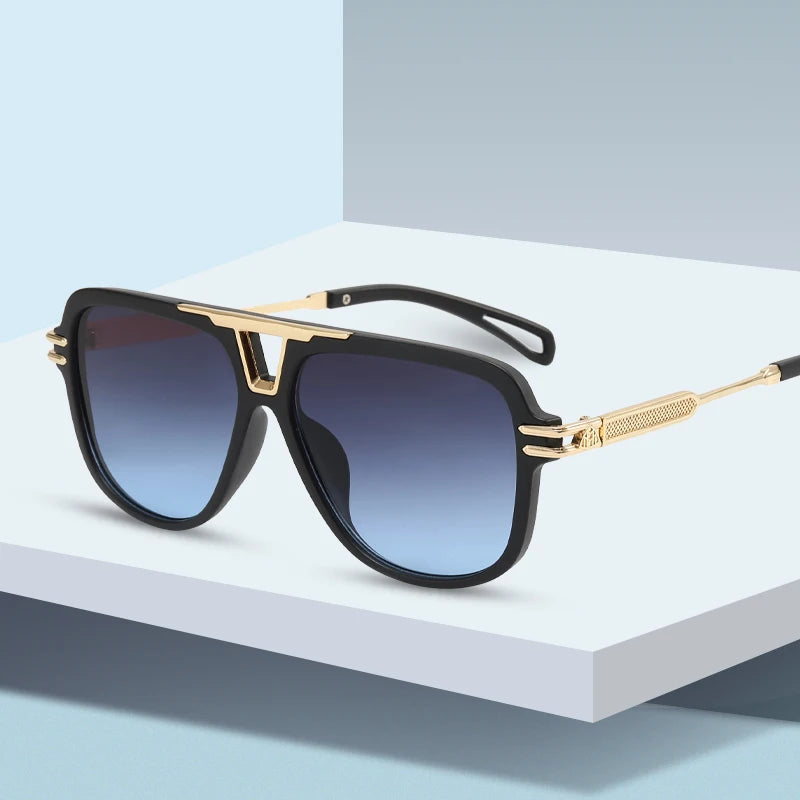 2024 New Driving Sunglasses Metal Double Beam Sunglasses Fashion Trend Luxury Brand Lentes De Sol Para Hombre