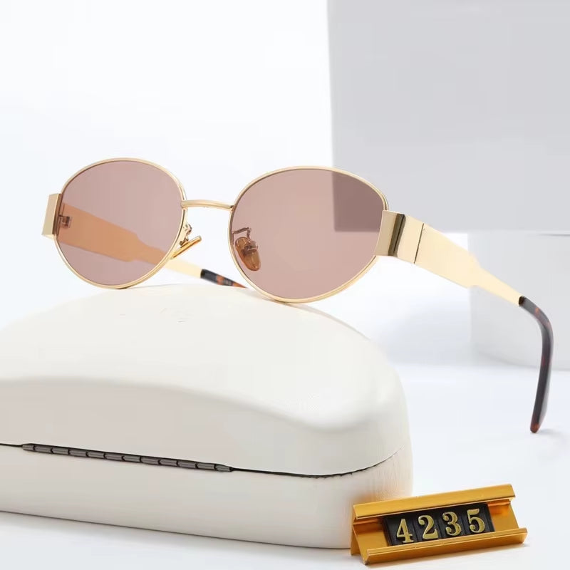2024 Steampunk Sunglasses Retro Women'S Oval Sunglasses Fashion Women'S Classic Retro Small Metal Brand Glasses UV400