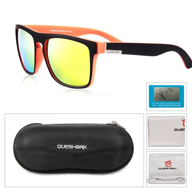 Queshark Colorful Cycling Sunglasses Polarized Road Bike Glasses Sports Hiking Riding Goggles Uv Protection Bicycle Eyewear