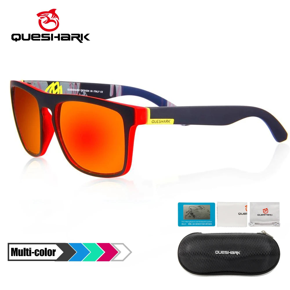 Queshark Colorful Cycling Sunglasses Polarized Road Bike Glasses Sports Hiking Riding Goggles Uv Protection Bicycle Eyewear
