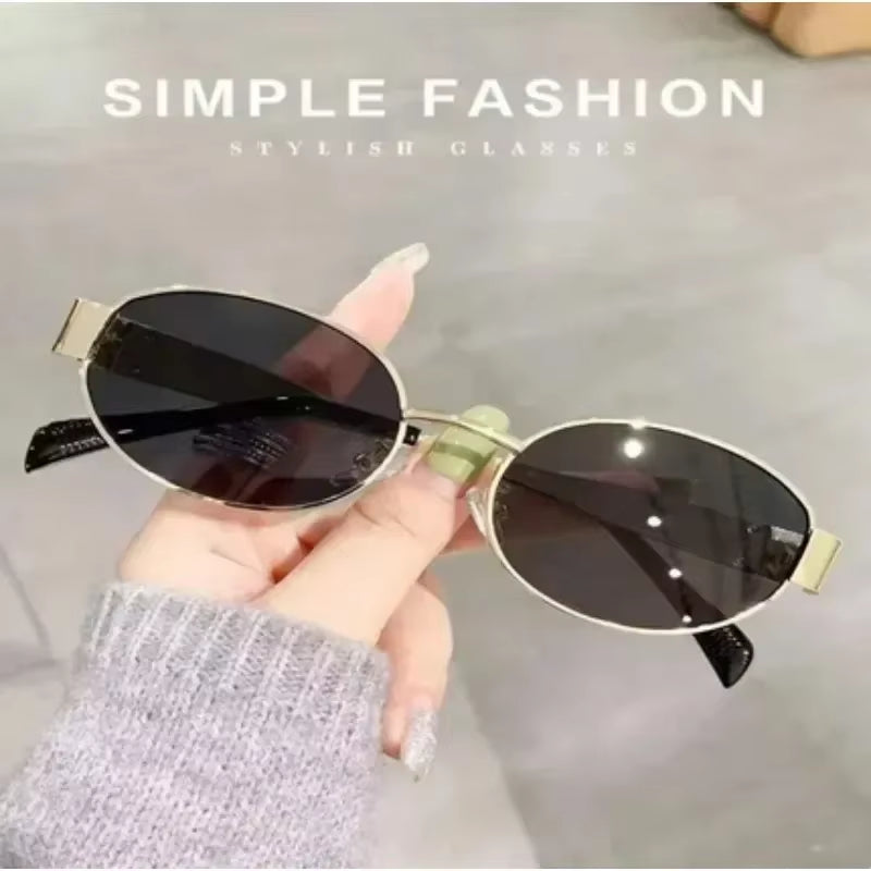 2024 Steampunk Sunglasses Retro Women'S Oval Sunglasses Fashion Women'S Classic Retro Small Metal Brand Glasses UV400