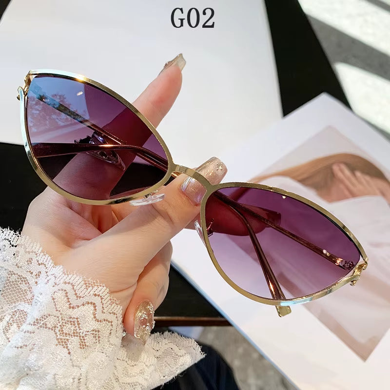 2024 Cat Eye Sunglasses Women Trendy Vintage Vacation Designer Luxury Glasses Lentes De Sol Mujer Lunette Soleil Femme Vasos