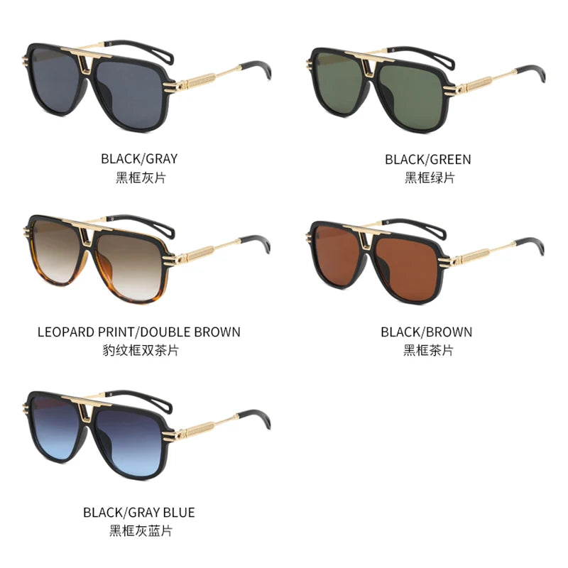 2024 New Driving Sunglasses Metal Double Beam Sunglasses Fashion Trend Luxury Brand Lentes De Sol Para Hombre