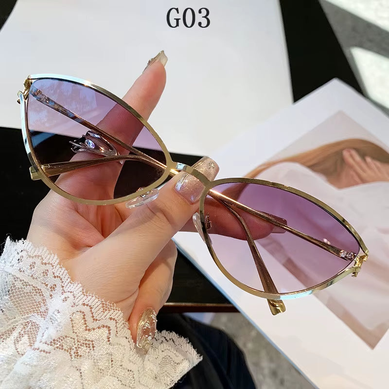 2024 Cat Eye Sunglasses Women Trendy Vintage Vacation Designer Luxury Glasses Lentes De Sol Mujer Lunette Soleil Femme Vasos