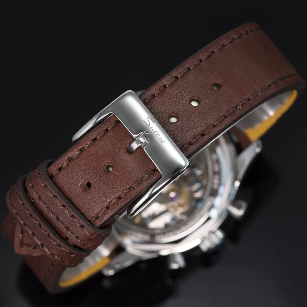 Watch of Men Chronograph Mechanical Wristwatches Tianjin ST19 Swanneck Movement Pilot Mens Watch Sapphire Crystal Gift V2