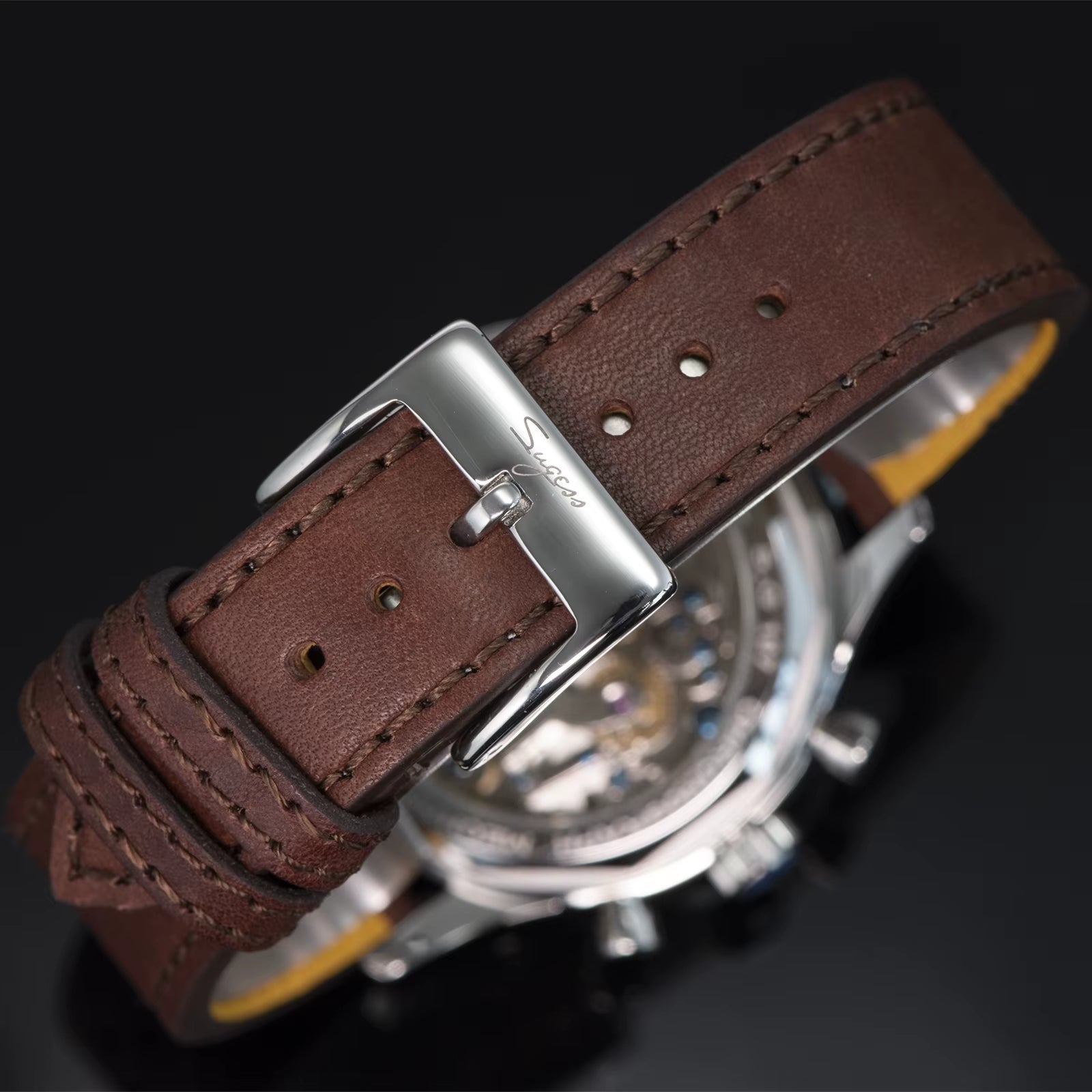 Watch of Men Chronograph Mechanical Wristwatches Tianjin ST19 Swanneck Movement Pilot Mens Watch Sapphire Crystal Gift V2