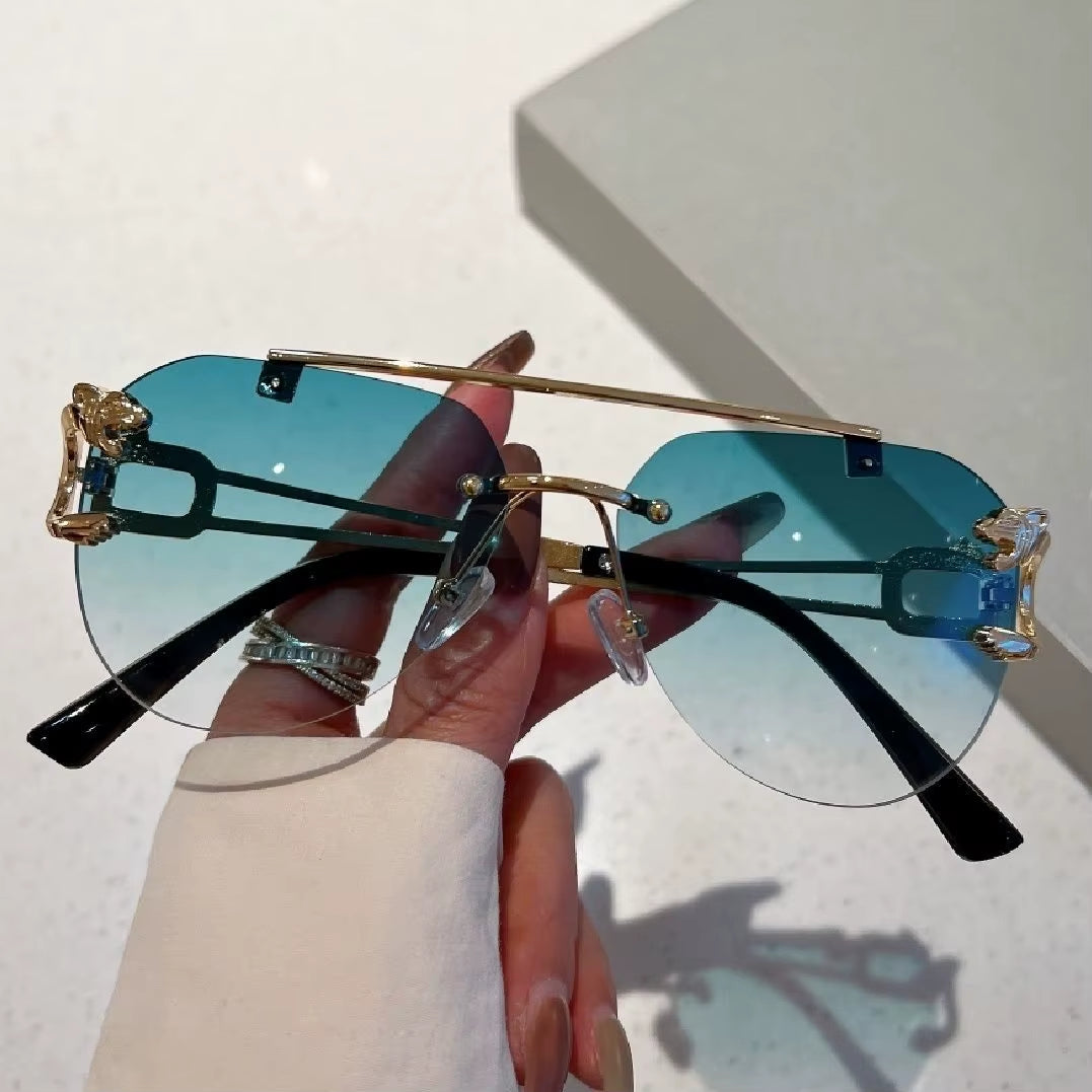 2023 Sunglasses Women Luxury Rimless Vintage Fashion Glasses Lunette Oversized Shades De Soleil Femme Gafas De Sol Mujer Lentes